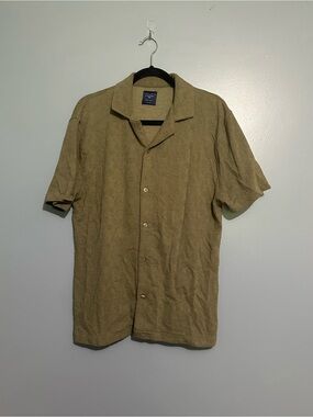 Steel & Jelly - Short Sleeve Textured Button down Shirt - Olive - Medium